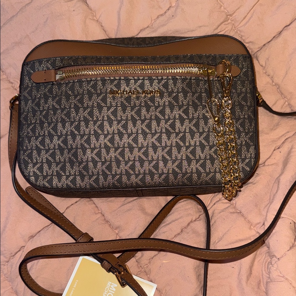 Michael Kors Black and Brown Crossbody Bag